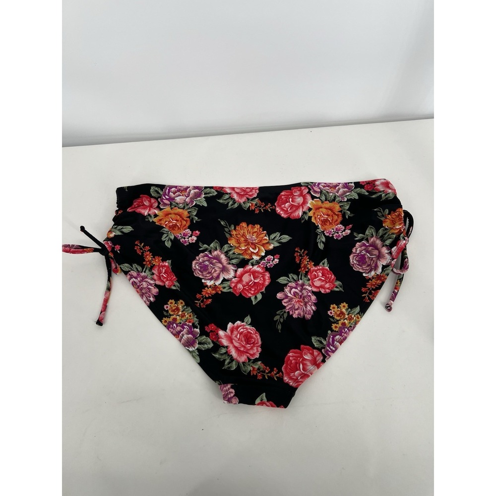 Terra & Sky‎  Women's Floral Black Swimsuit Bottom  Plus Size 2X (20W-22W)
